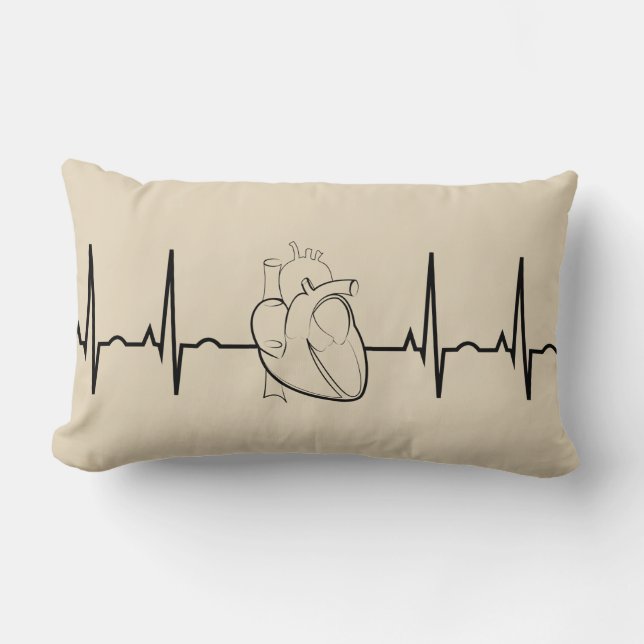 Coussin Rectangle ECG avec le coeur réaliste (Recto)