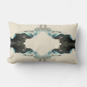 Coussin Rectangle Échos de marée — Motif abstrait d'encre fluide