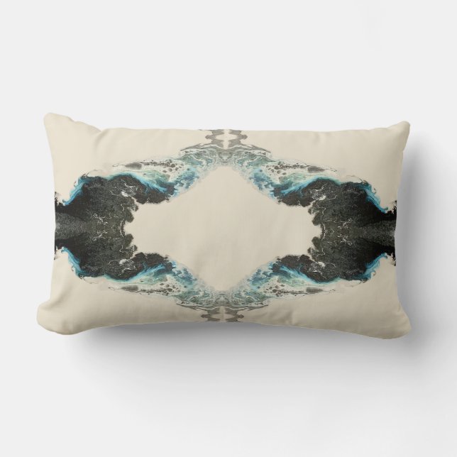 Coussin Rectangle Échos de marée — Motif abstrait d'encre fluide (Recto)