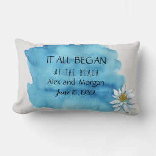Coussin Rectangle éclaboussure d'aquarelle sur bois romance