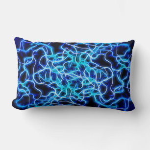 Coussin Rectangle Éclair électrique néon bleu Tesla Coil