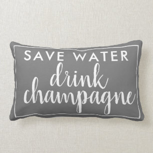 Coussin Rectangle Économisez de l'eau Boire Champagne Grey