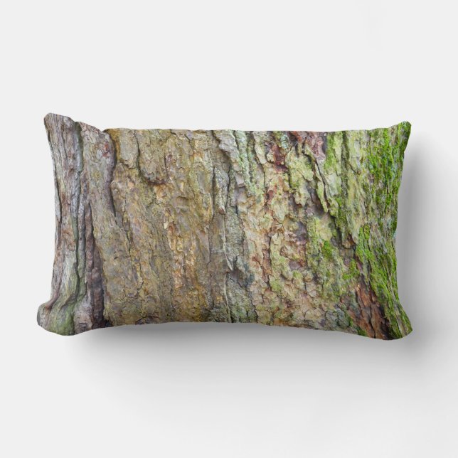 Coussin Rectangle Écorce d'arbre recouverte de mousse (Recto)