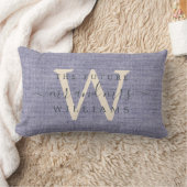 Coussin Rectangle Écriture Chic Futur M. Mme Monogramme Lin Bleu (Couverture)