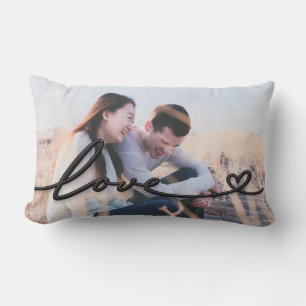 Coussin Rectangle Écriture d'amour de photo personnalisée 