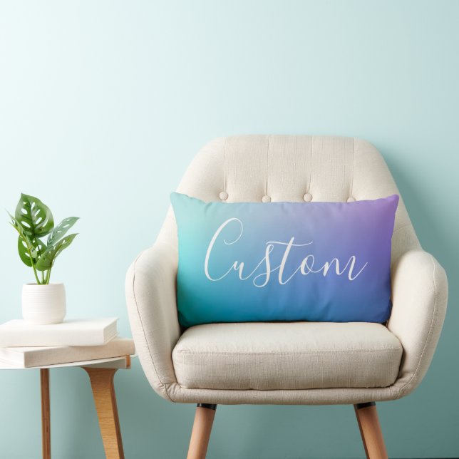 Coussin Rectangle Écriture de script moderne éditable | Ombre coloré (Chaise)