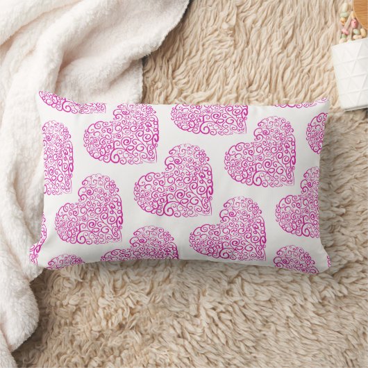 Coussin Rectangle Écriture spirale coeur rose pour la Saint Valentin (Couverture)