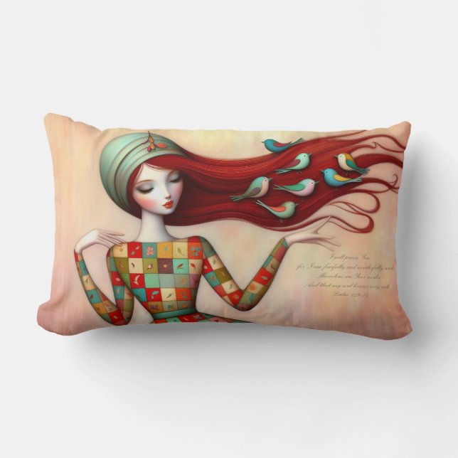 Coussin Rectangle Écritures de psaume Whimsical Girl Lumbar Cushion (Recto)