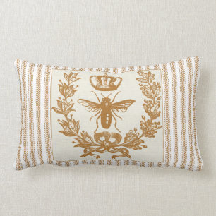 Coussin Rectangle Effet de coutil Brown avec la reine des abeilles