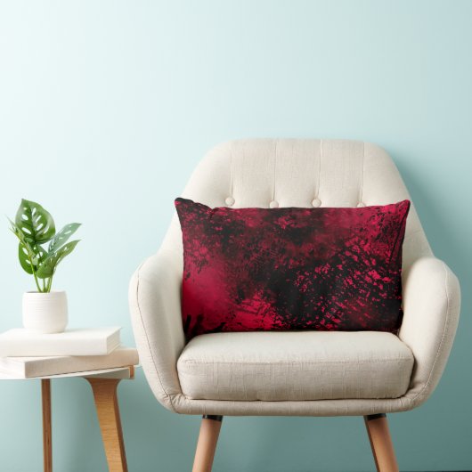 Coussin Rectangle Effet Dessin de peinture rouge et noir (Chaise)
