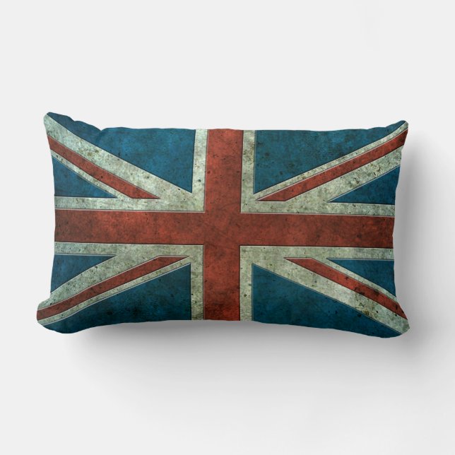 Coussin Rectangle Effet en acier âgé par drapeau britannique (Recto)