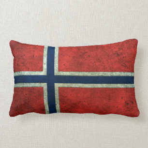 Coussin Rectangle Effet en acier âgé par drapeau norvégien