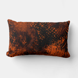 Coussin Rectangle Effet Paint Splatter orange et noir