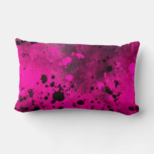 Coussin Rectangle Effet Paint Splatter rose et noir (Verso)