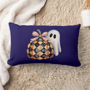 Coussin Rectangle Éffrayant Ghost Peek Halloween T-Shirt, Checkere
