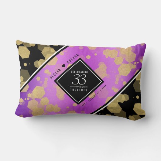 Coussin Rectangle Élégant 33e anniversaire du Mariage Améthyste (Verso)