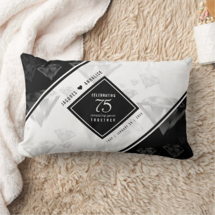 Coussin Rectangle Élégant 75e anniversaire de Mariage de diamant