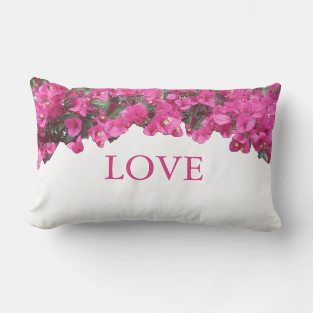 Coussin Rectangle Elégant amour Fleurs tropicales sur blanc (Recto)