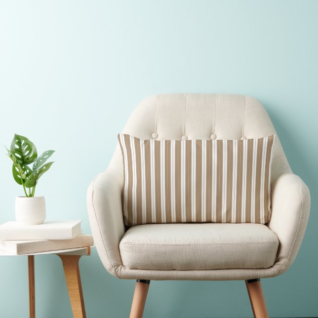 Coussin Rectangle Élégant Beige Rustique Français Ticking Stripe (Chaise)