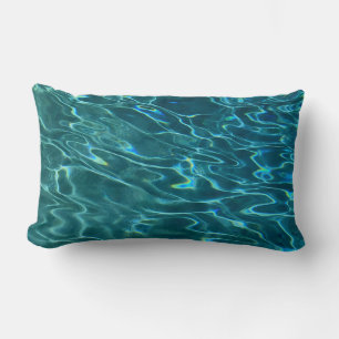 Coussin Rectangle Elégant bleu eau turquoise motif vagues de lac océ