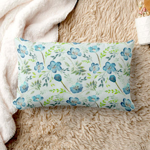 Coussin Rectangle Elégant bleu vert aquarelle motif floral