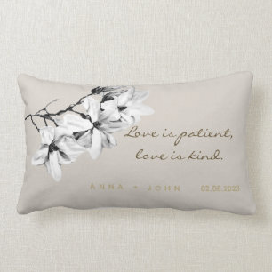 Coussin Rectangle Elégant Champagne ivoire Magnolias Moderne Lumb C
