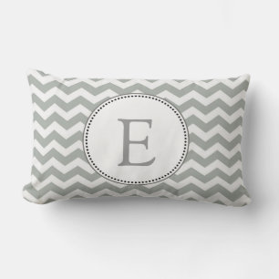 Coussin Rectangle Élégant, chevron zigzag gris et blanc classique