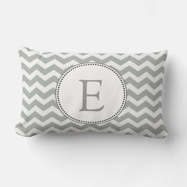 Coussin Rectangle Élégant, chevron zigzag gris et blanc classique (Recto)