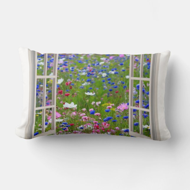 Coussin Rectangle Élégant Chic Aziza fleurs florales (Recto)