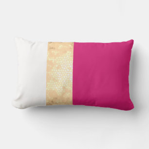 Coussin Rectangle élégant clair faux or rose rayures blanches