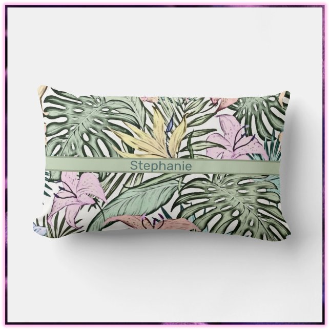 Coussin Rectangle Élégant coloré Tropical Floral (Créateur téléchargé)