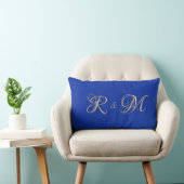 Coussin Rectangle Élégant et tendance Initiales Royal Blue Couple So (Chaise)