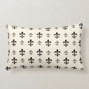 Coussin Rectangle Elegant Fleur de Lis noir et crème