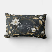 Coussin Rectangle Élégant Mariage de couronnes florales noir blanc e (Recto)