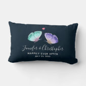 Coussin Rectangle Élégant Mariage de papillon aquarelle Duo (Verso)