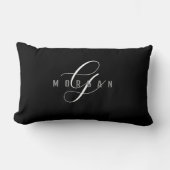 Coussin Rectangle Élégant monogramme de script blanc & nom gris sur  (Recto)