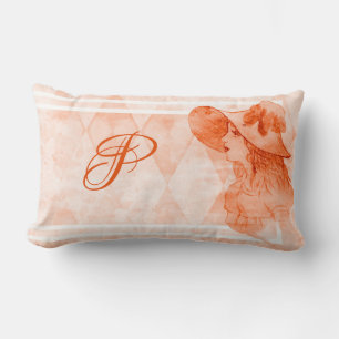 Coussin Rectangle Élégant Monogramme Vintage Victorien Lady