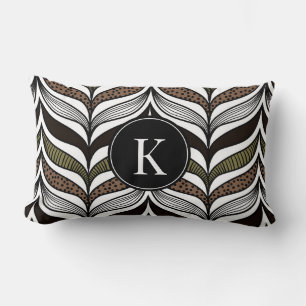Coussin Rectangle Élégant Motif africain avec Jeu de Monogramme pers