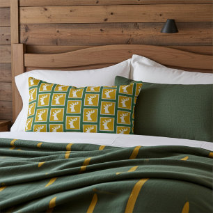 Coussin Rectangle Elégant Motif de tête de rennes doré et vert