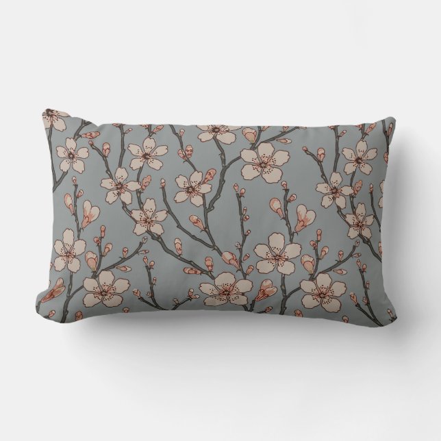 Coussin Rectangle Élégant Motif Fleur rose Douce Fleur Fleur de Ceri (Recto)