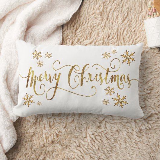 Coussin Rectangle Elégant or et blanc Joyeux Noël (Couverture)