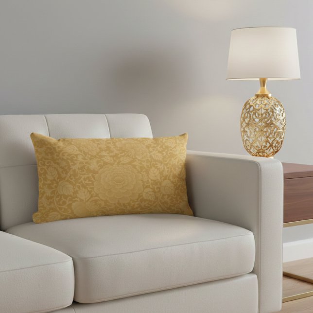 Coussin Rectangle Elégant or floral Damask (Créateur téléchargé)