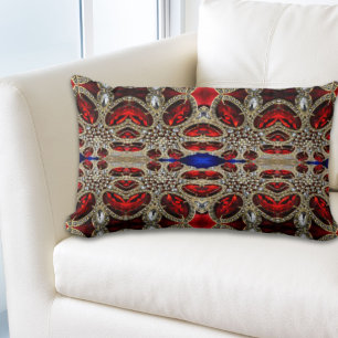 Coussin Rectangle élégant or raffiné ruby rouge bordeaux