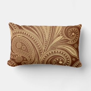 Coussin Rectangle Élégant Paisley Rouge Or Vintage