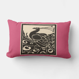 COUSSIN RECTANGLE ÉLÉGANT PEACOCK ROSE BLANC NOIR