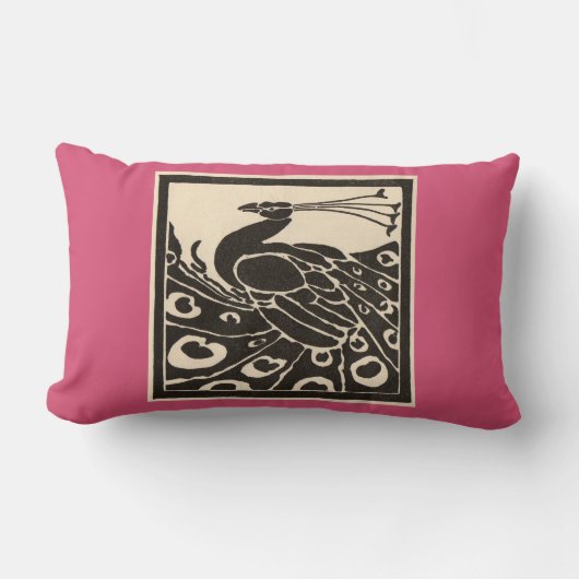 COUSSIN RECTANGLE ÉLÉGANT PEACOCK ROSE BLANC NOIR (Recto)