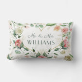 Coussin Rectangle Élégant rose Mariage de coeur floral & Anniversair (Recto)