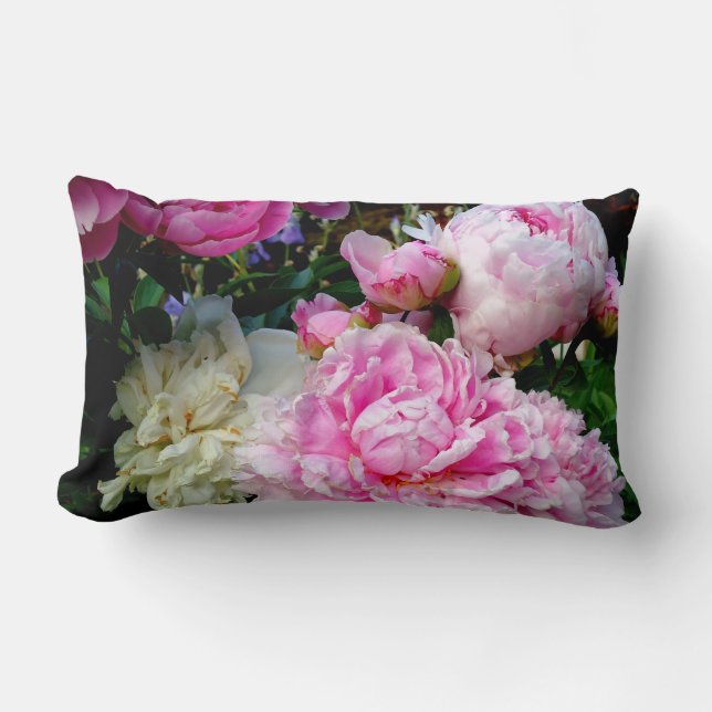 Coussin Rectangle Elégant rose peony blanc floral jardin photo (Recto)