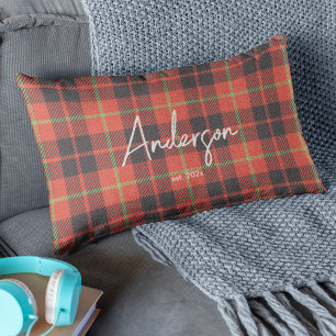 Coussin Rectangle Élégant Rouge & Vert Lumineux Vacances Couleur Pla
