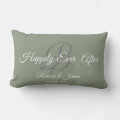 Coussin Rectangle Élégant Sage Vert Monogramme Heureux Jamais Après (Recto)